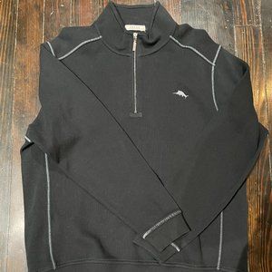 Men's Tommy Bahama Antigua Half-Zip Sweater Black Size Large NWT